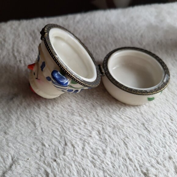 Vintage Snowman Porcelain Hinged Trinket Box guc see pictures - Picture 6 of 9